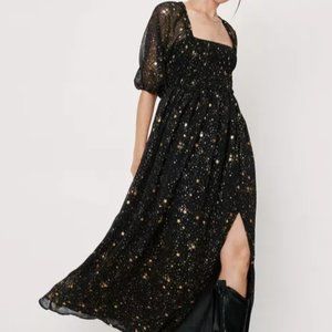 Star Metallic Maxi Slit Dress